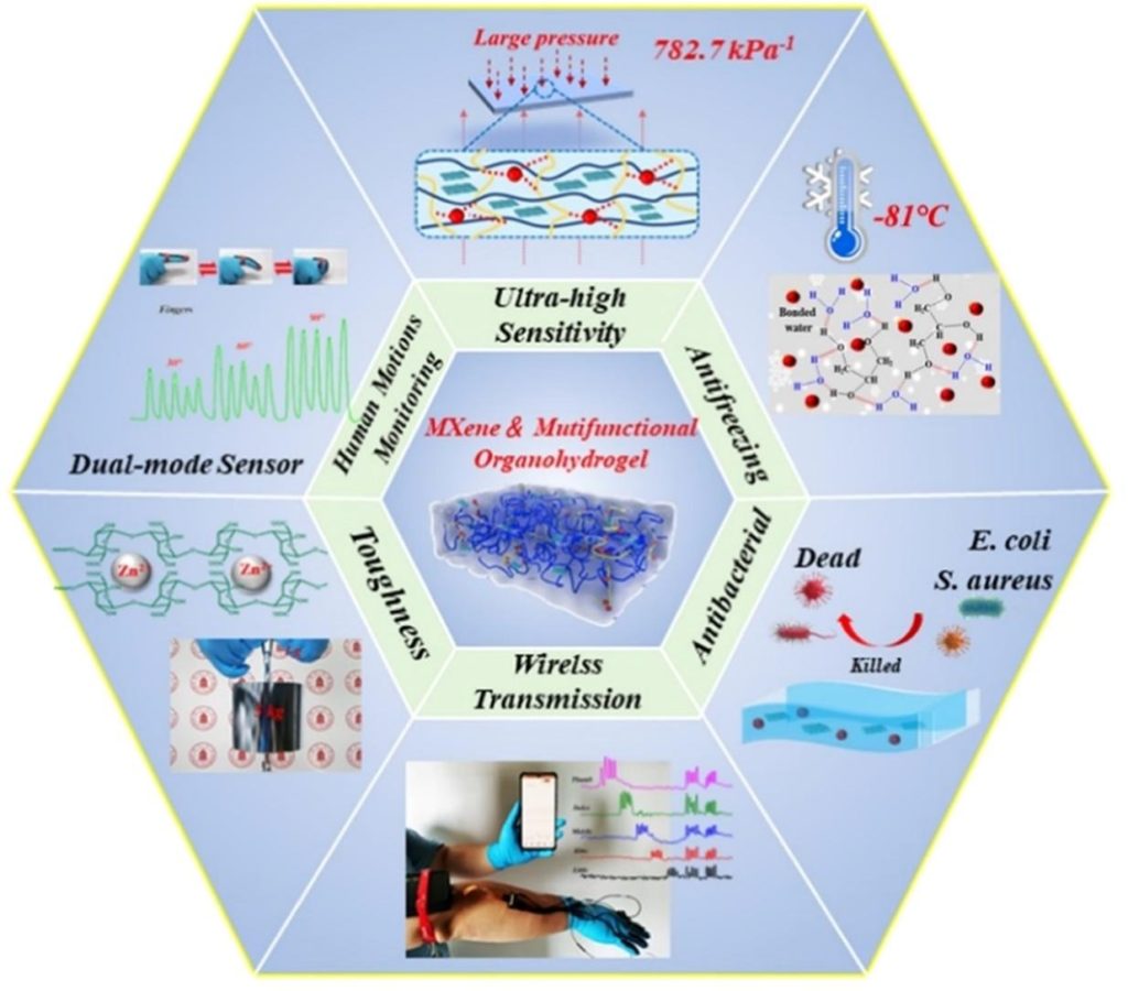 Tough and Extremely Temperature-tolerance Nanocomposite Organohydrogels as Ultrasensitive Wearable Sensors for Wireless Human Motion Monitoring.
